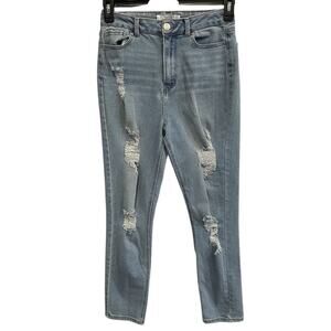 Refuge Women's High Waist Distressed Mom Jeans Blue Size 5